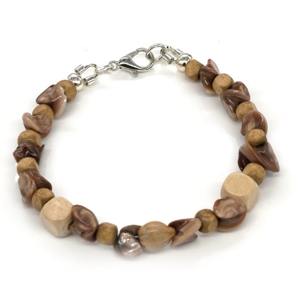 Bracelet with wooden beads and lobster clasp. - Picture 2 of 2